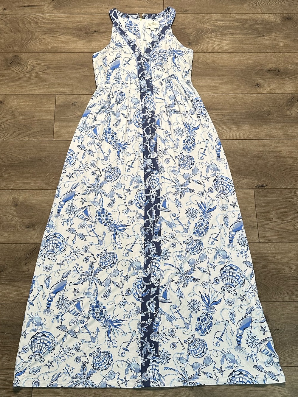 Lilly Pulitzer Carmilla Sleeveless Jersey Maxi Dress Resort White Blue Size 10 - Picture 7 of 14
